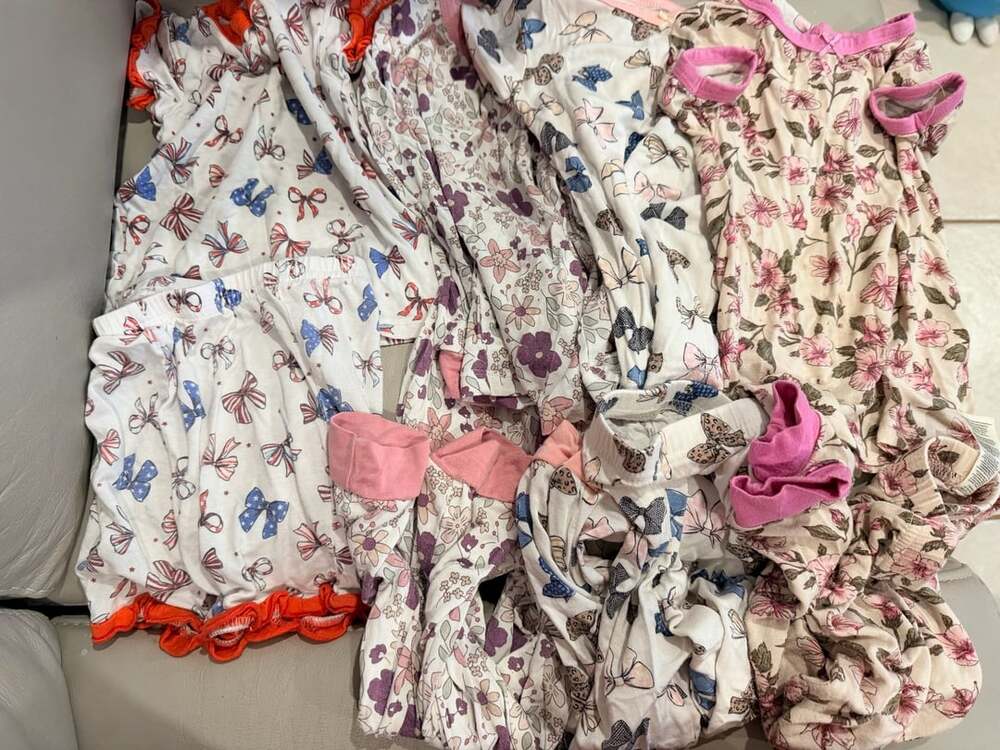Milkberry Pajamas Size 24M Butterfly and Floral Bow Print Play Pajama Set Bundle
